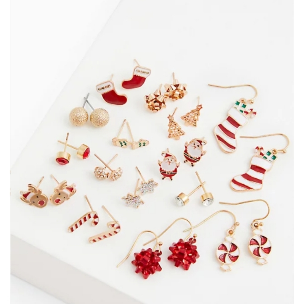 Torrid Gold-Tone Christmas Holiday Earrings Set
